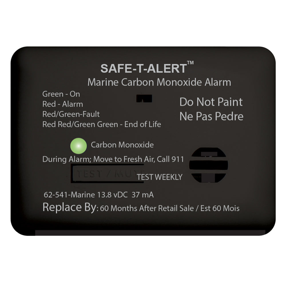 Safe-T-Alert 62-541-R-Marine 12V Carbon Monoxide Alarm with Relay - Surface Mount, Black