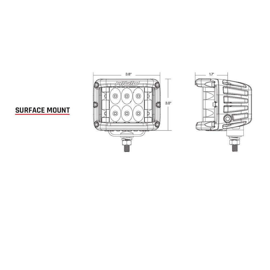 RIGID Industries D-SS Series PRO Spot Surface Mount - Pair - Black - Part 262213