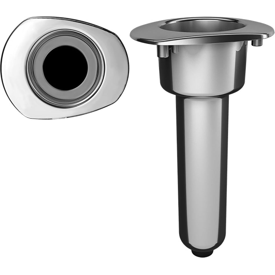 Mate Series Elite Screwless Stainless Steel 0&deg; Rod &amp; Cup Holder - Drain - Oval Top