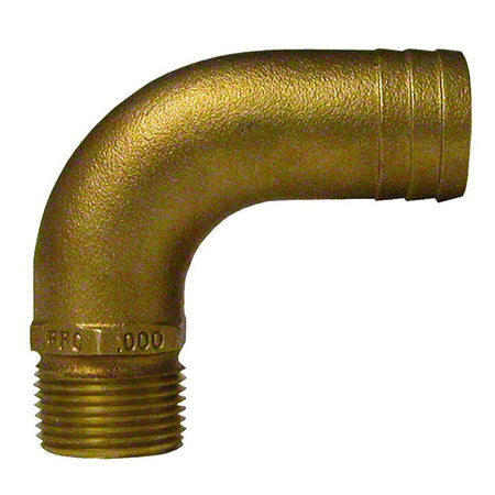 GROCO 1/2" NPT x 3/4" ID Bronze Full Flow 90&deg; Elbow Pipe to Hose Fitting