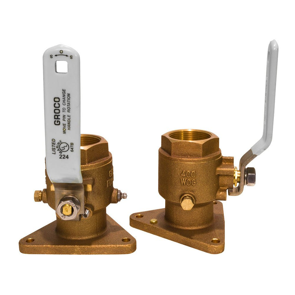 GROCO 2" Bronze Tri-Flanged Ball Valve/Seacock