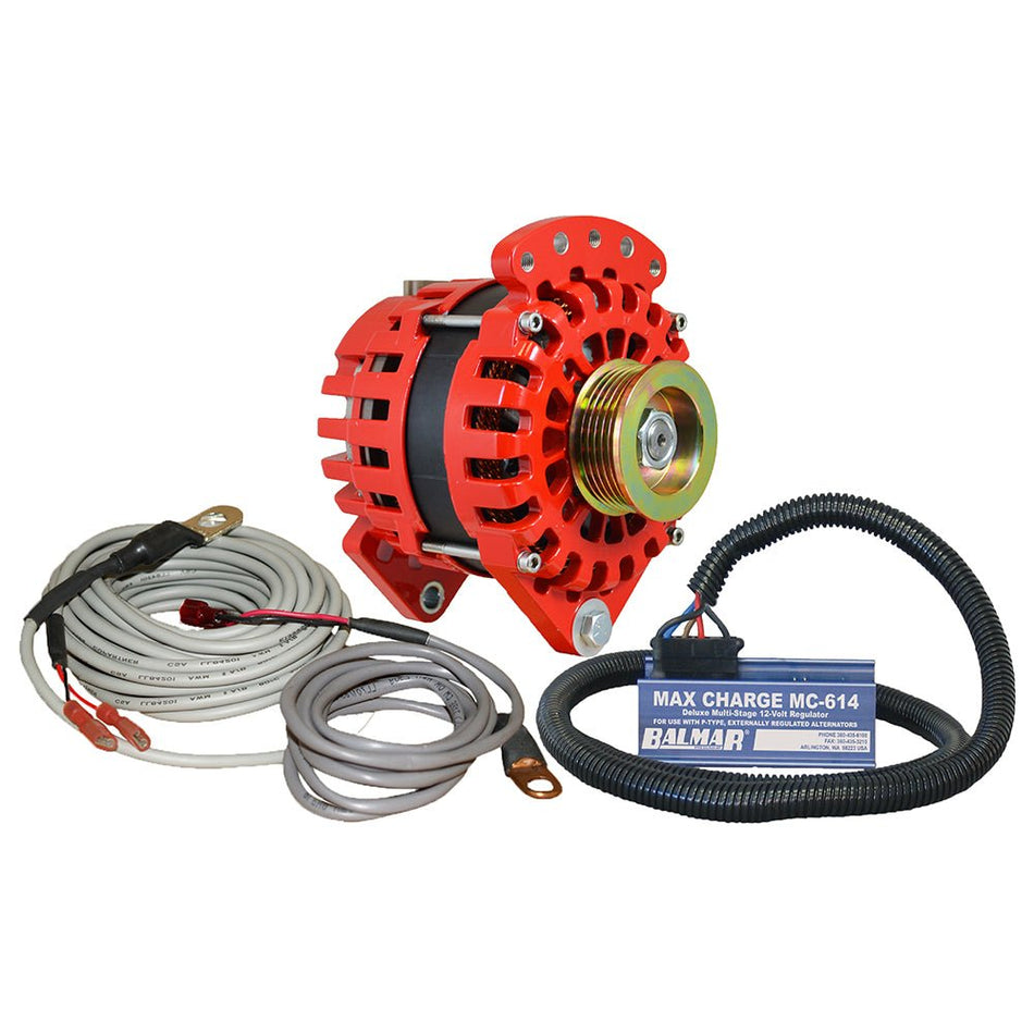 Balmar Alternator 3.15" Dual Foot Saddle K6 Serpentine Pulley Regulator &amp; Temp Sensor - 170A Kit - 12V