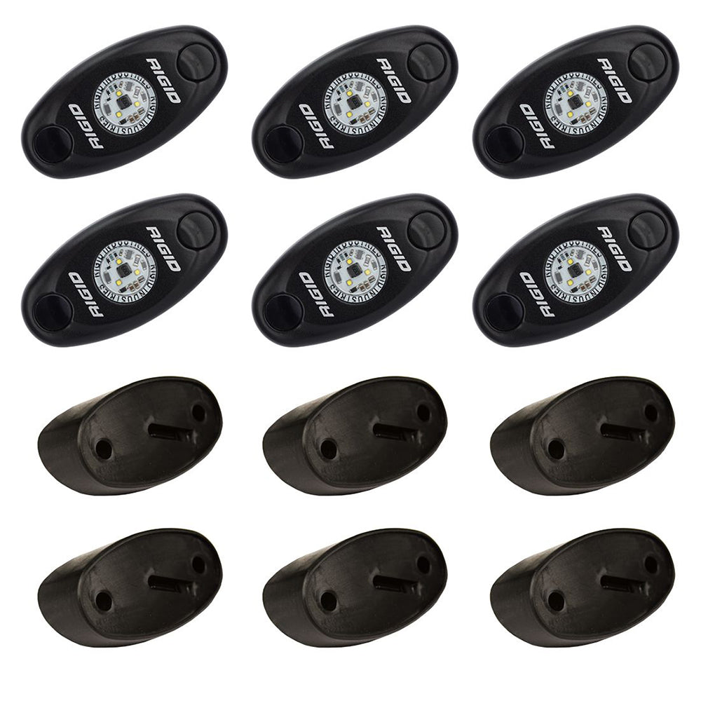 RIGID Industries A-Series Rock Light Kit - 6 Cool White LED Lights for Off-Road Vehicles