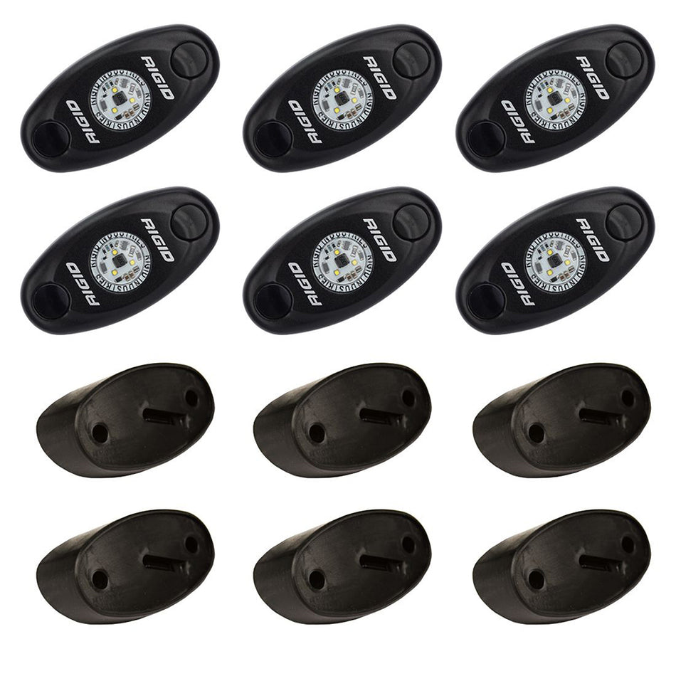 RIGID Industries A-Series Rock Light Kit - 6 Cool White LED Lights for Off-Road Vehicles
