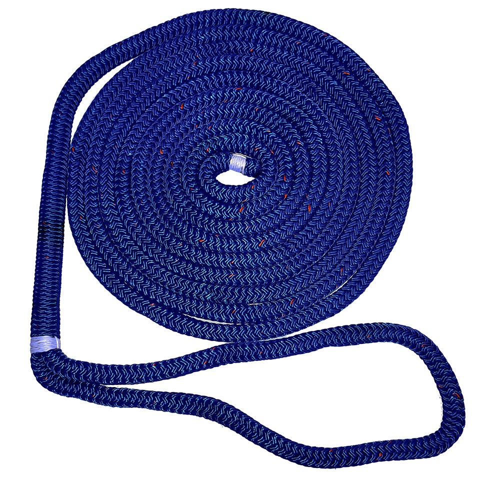 New England Ropes 3/4 inch Double Braid Dock Line with Tracer - 25 Feet, Blue
