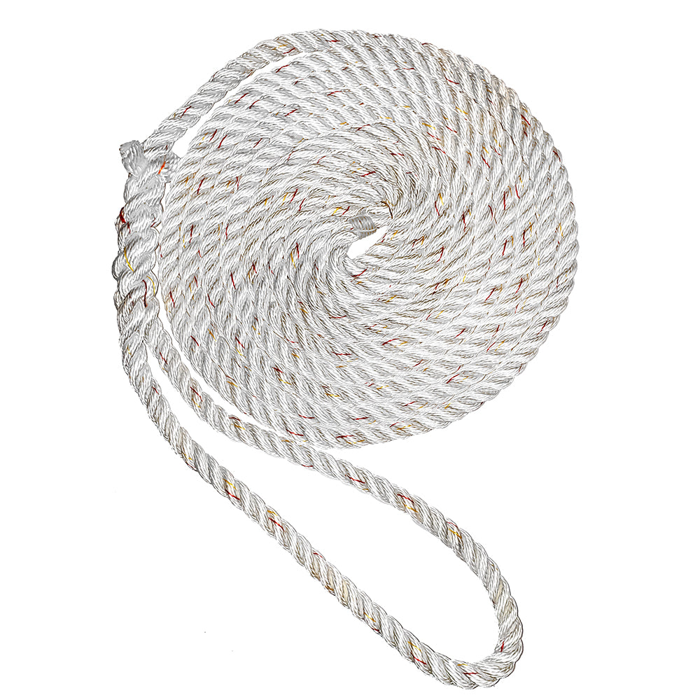 New England Ropes 1/2-Inch Premium 3-Strand Dock Line with Tracer * 15 Feet White Marine Nylon Rope