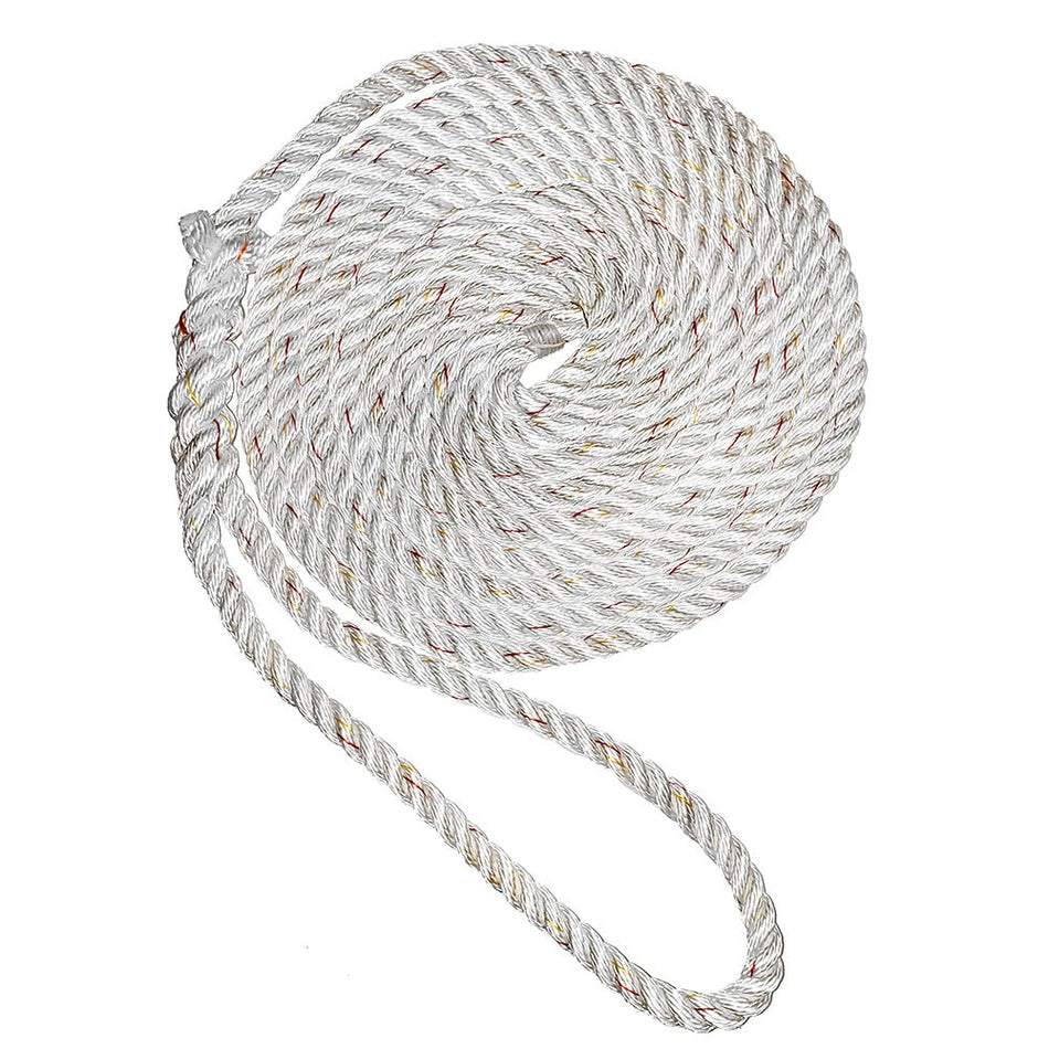 New England Ropes 5/8"Premium 3-Strand Dock Line - White w/Tracer - 25'