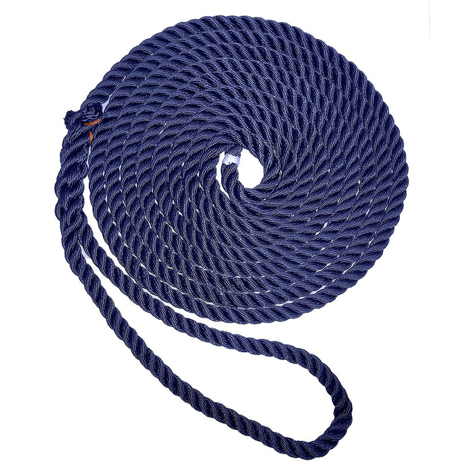 New England Ropes 5/8" Premium 3-Strand Dock Line - Navy Blue - 15'