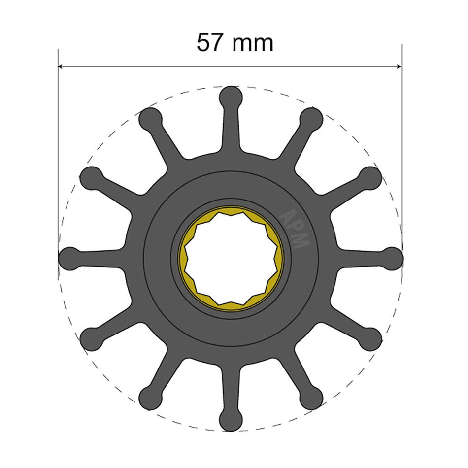 Albin Group Premium Impeller Kit 57 x 16 x 48.2mm - 12 Blade - Spline Insert - 06-01-014