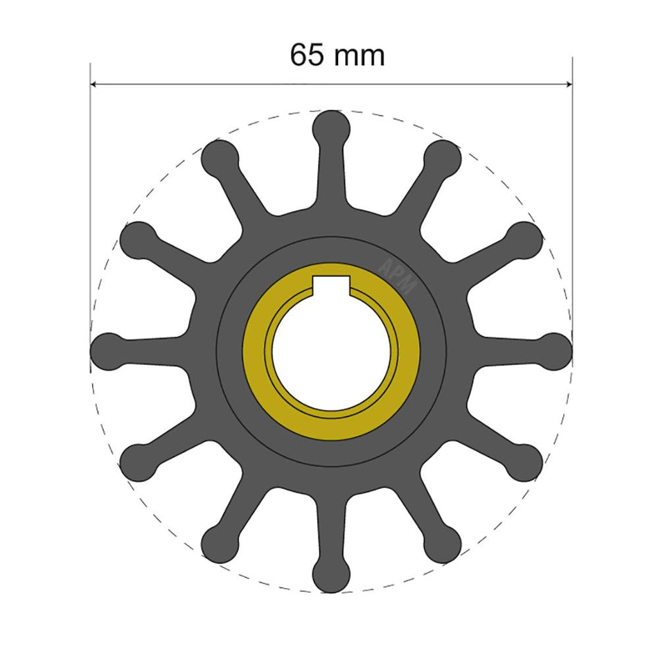 Albin Group Premium Impeller Kit 65 x 15.8 x 41.5mm - 12 Blade - Key Insert - 06-01-018