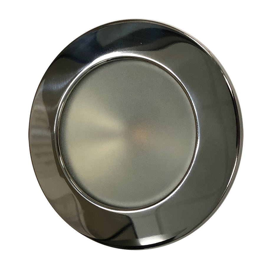 Lunasea Lighting Gen 3 Indoor/Outdoor Recessed 3.5 LED Light - Warm White with Polished Stainless Steel Bezel