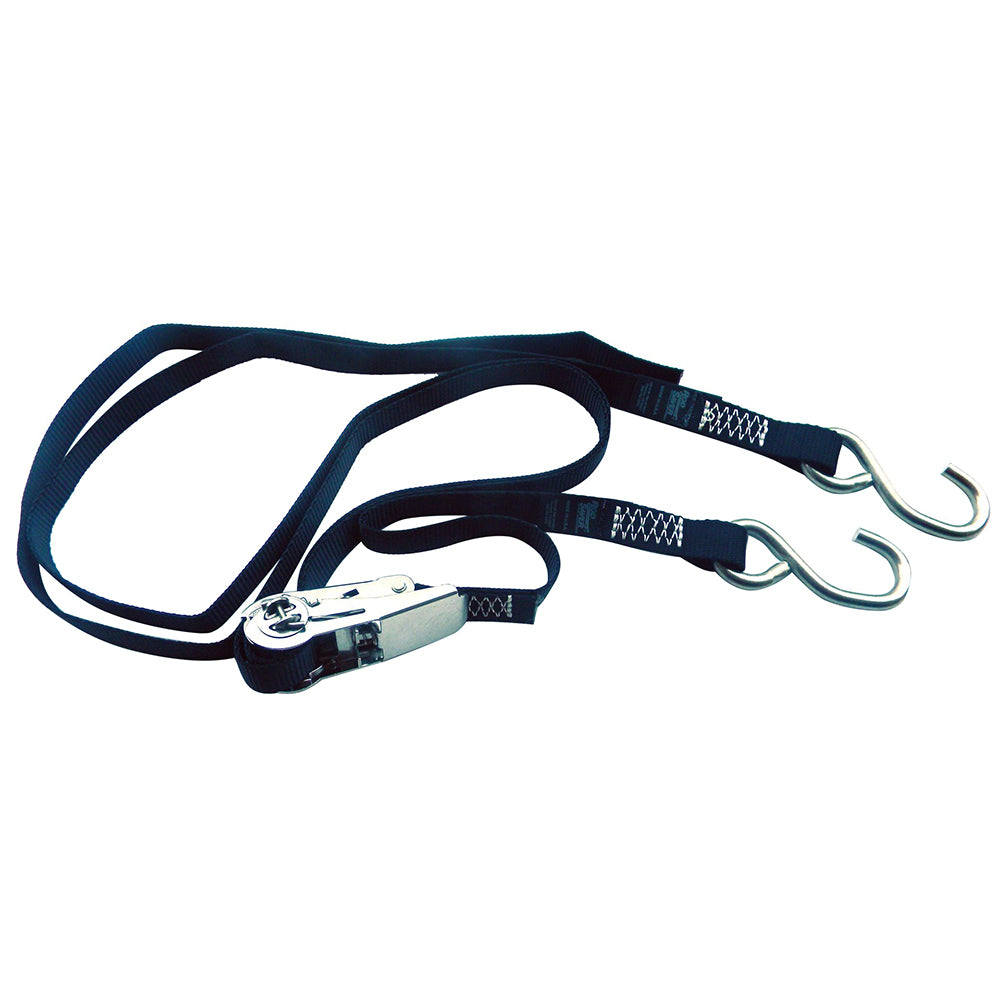 Rod Saver Stainless Steel Ratchet Gunwale Tie-Down 1" x 16' for Secure Boat Lashing