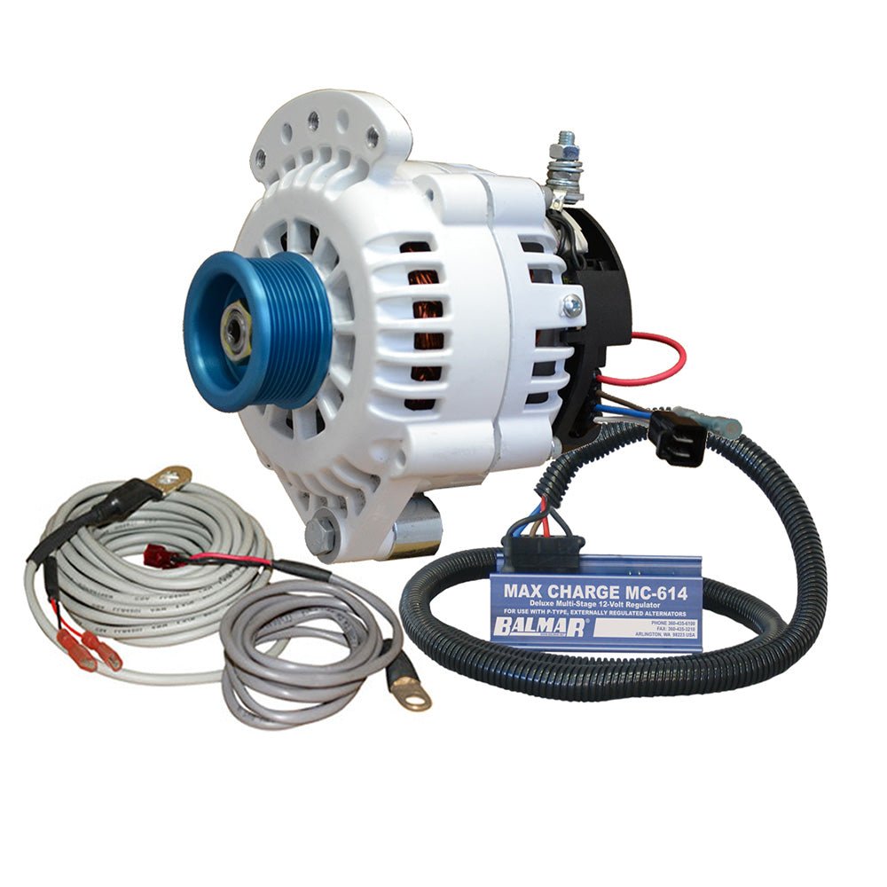 Balmar Alternator 120 AMP Kit 12V 1-2" Single Foot Spindle Mount J10 Pulley Regulator &amp; Temp Sensor