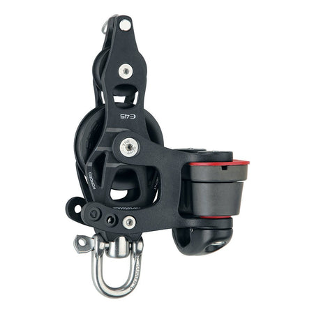 Harken 45mm Single Aluminum Element Fiddle Block w/Swivel, Becket &amp; 150 Cam Cleat