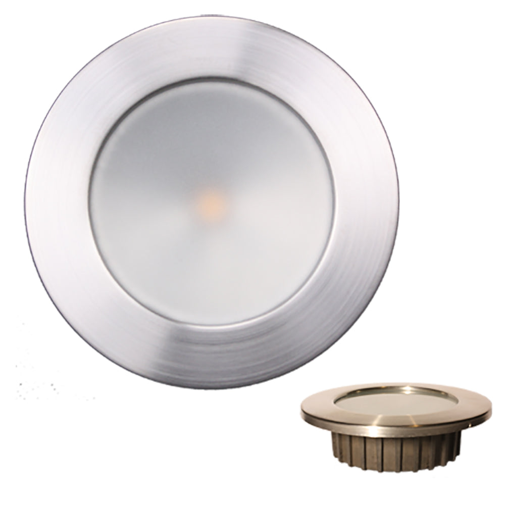 Lunasea ZERO EMI Recessed 3.5 LED Light - Warm White, Red w/Brushed Stainless Steel Bezel - 12VDC