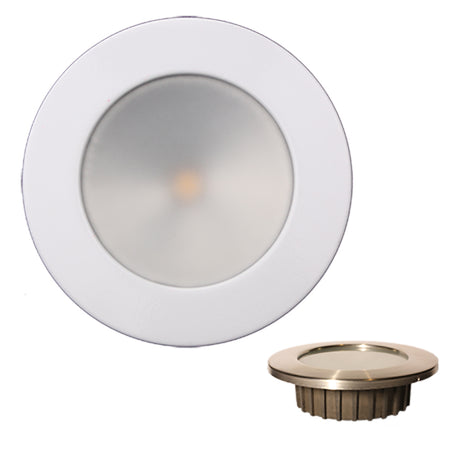 Lunasea ZERO EMI Recessed 3.5 LED Light - Warm White w/White Stainless Steel Bezel - 12VDC