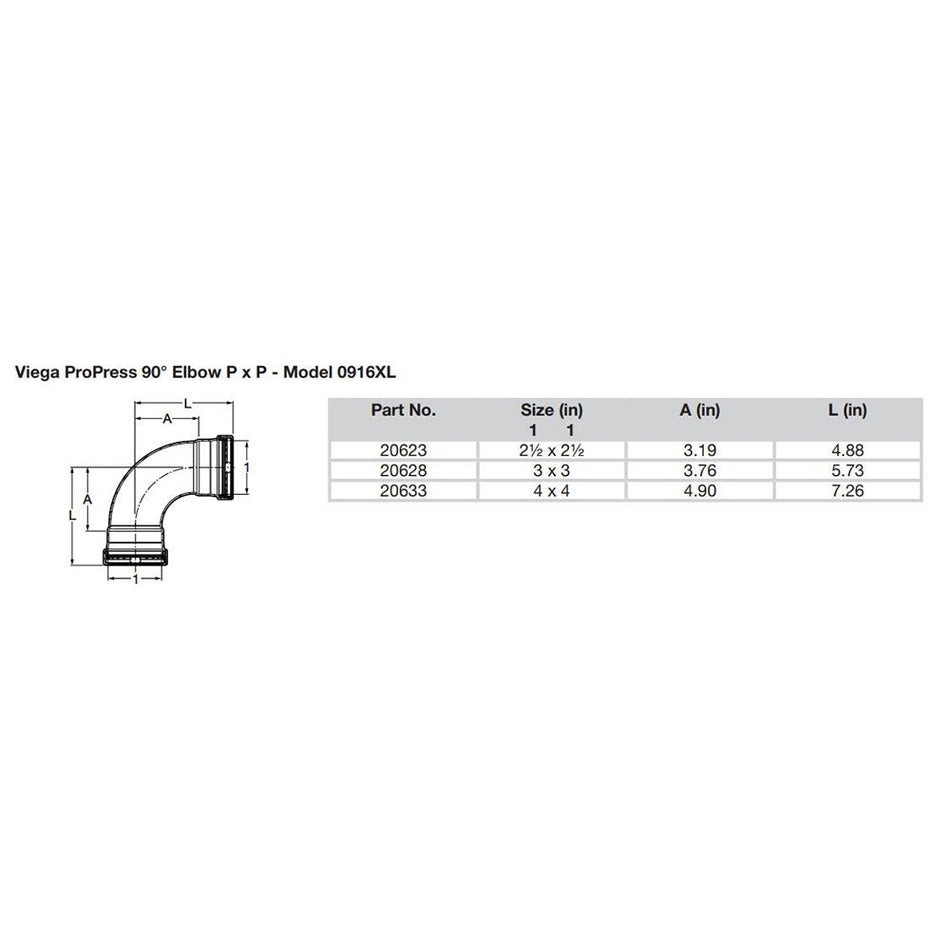 Viega ProPress 2-1/2" - 90&deg; Copper Elbow - Double Press Connection - Smart Connect Technology