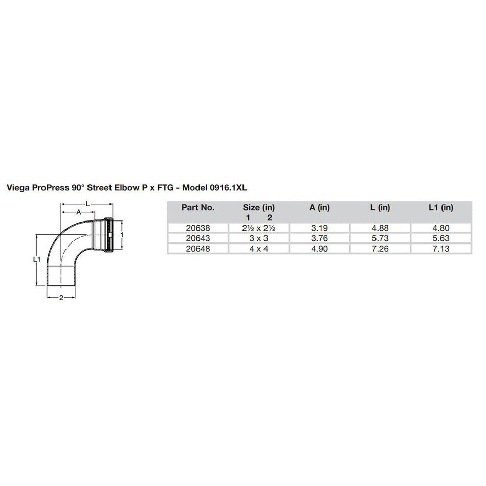 Viega ProPress 2-1/2" - 90&deg; Copper Elbow - Street/Press Connection - Smart Connect Technology