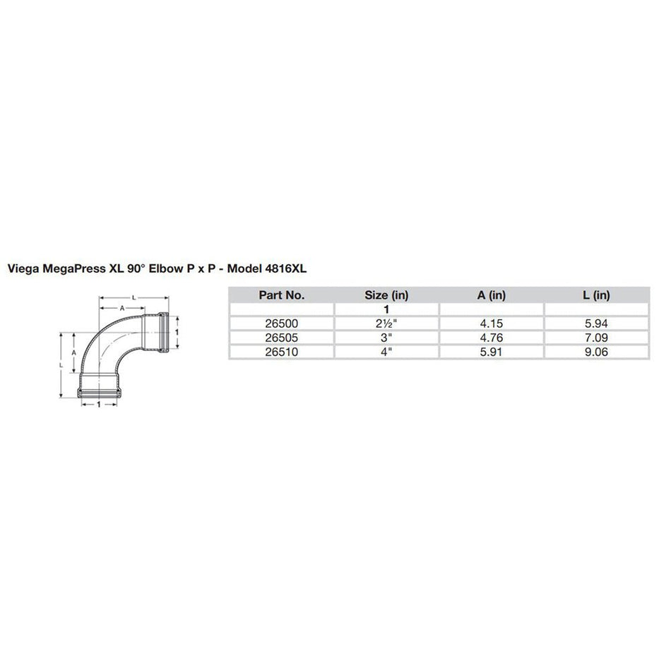 Viega MegaPress 2-1/2" 90&deg; Carbon Steel Elbow w/FKM - Double Press Connection - Smart Connect Technology