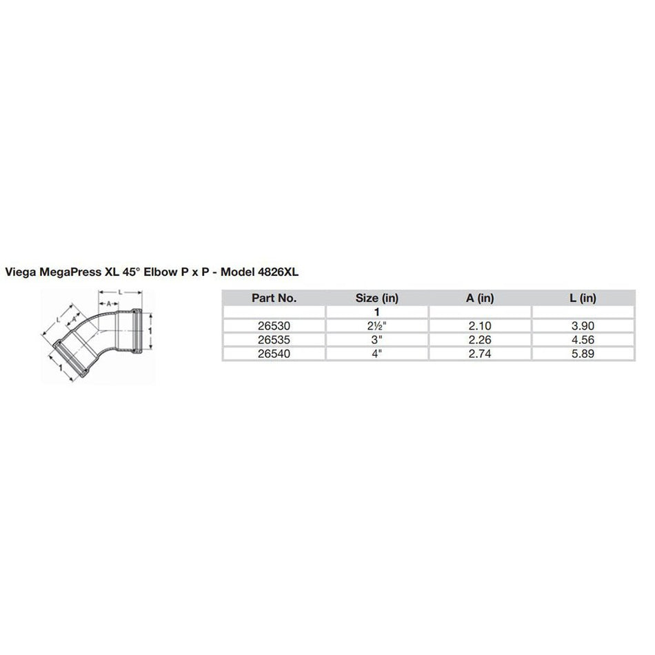 Viega MegaPress 3" 45&deg; Carbon Steel Elbow w/FKM - Double Press Connection - Smart Connect Technology