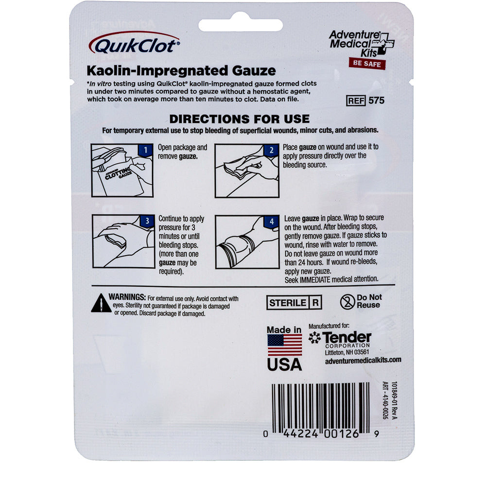 QuikClot Advanced Clotting Gauze - 3 inch x 4 feet | Fast Hemostatic Wound Dressing