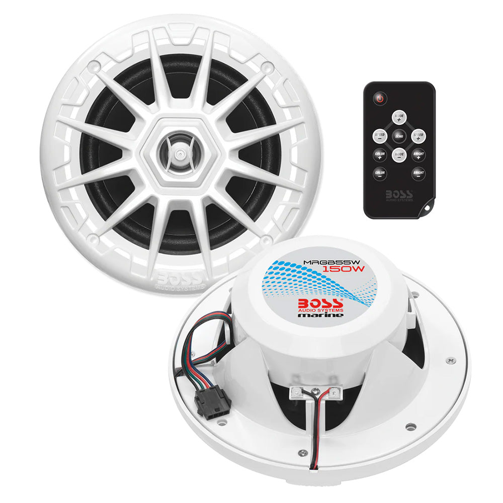 Boss Audio MRGB55W 5.25-inch Marine Speakers with RGB Lighting - White
