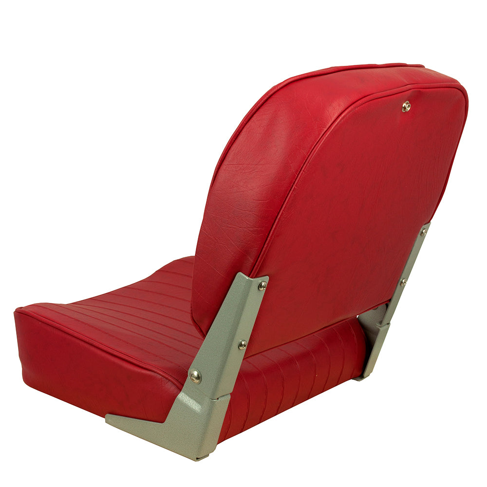 Springfield Marine Economy Folding Seat - Red, Comfortable Cushioned Boat Seat with Durable Frame