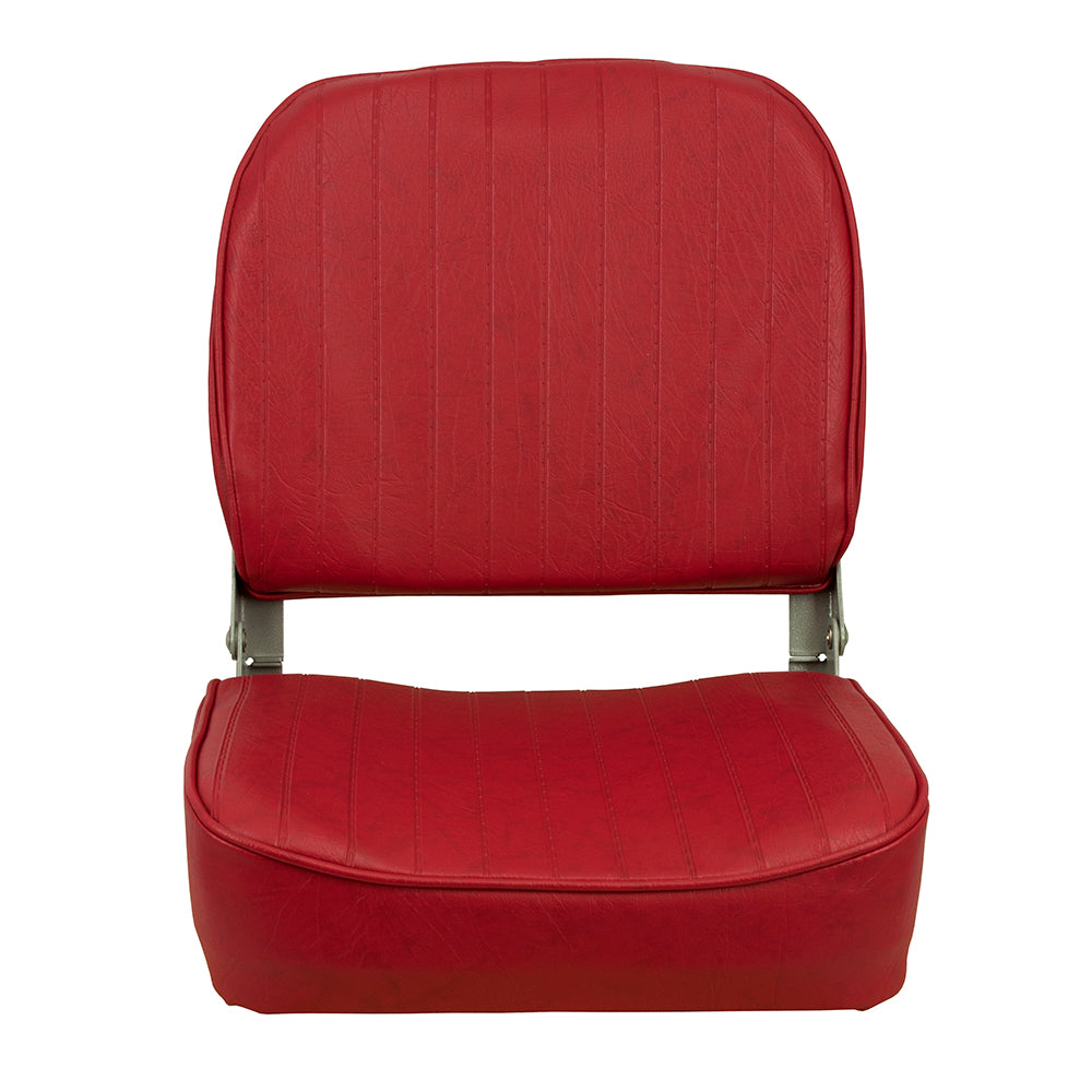 Springfield Marine Economy Folding Seat - Red, Comfortable Cushioned Boat Seat with Durable Frame