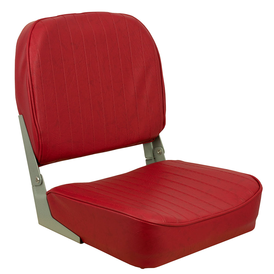 Springfield Marine Economy Folding Seat - Red, Comfortable Cushioned Boat Seat with Durable Frame
