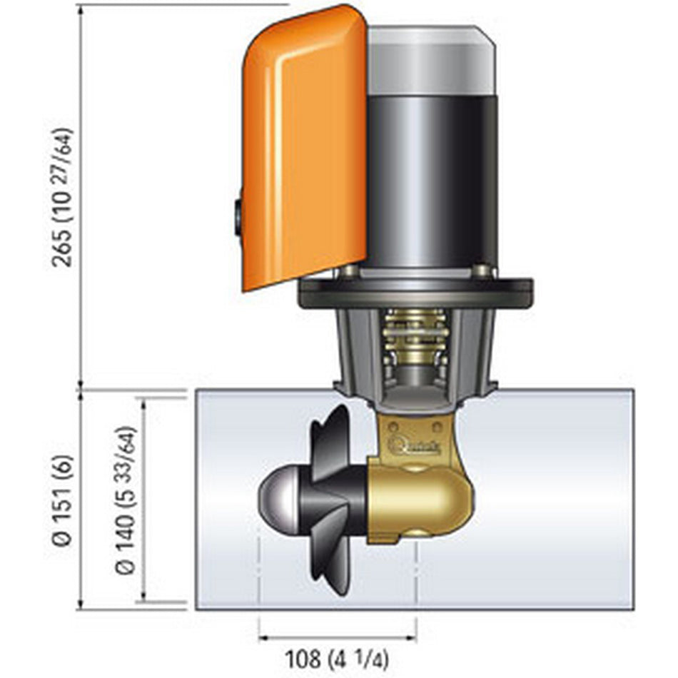 Quick Bow Thruster BTQ 140-40 40KGF - 12V, D140, 2.2kW for Marine Navigation