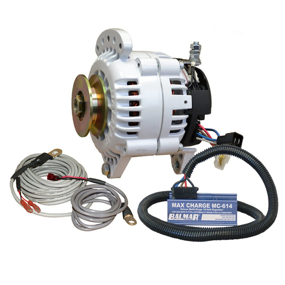 Balmar Alternator 100 AMP Kit 12V 3.15" Dual Foot Saddle Single Vee Pulley Regulator &amp; Temp Sensor