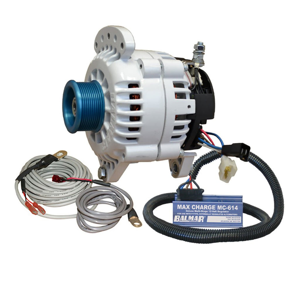 Balmar Alternator 100 AMP Kit 12V 3.15" Dual Foot Saddle J10 Pulley Regulator &amp; Temp Sensor