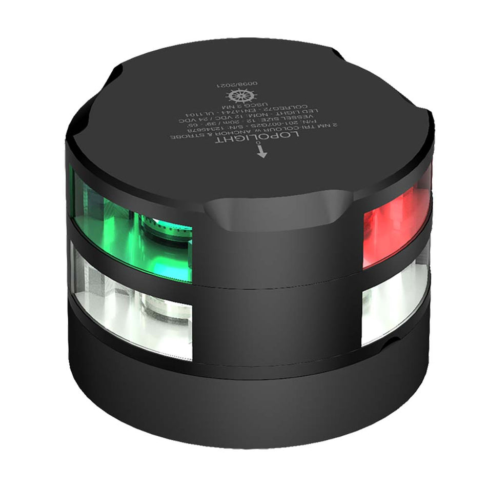 Lopolight Series 201-007 - Tri-Color Navigation/Anchor/Strobe - 2NM - Horizontal Mount - Black Housing