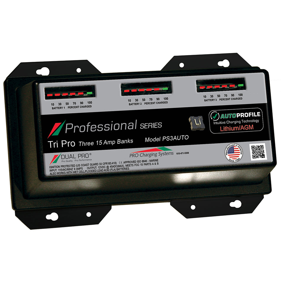 Dual Pro Ps3auto Battery Charger, Auto Profile 3 Bank 45 Amps