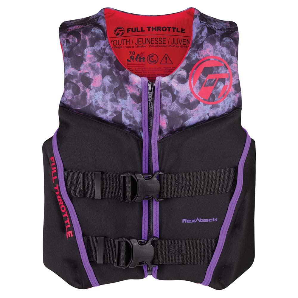 Full Throttle Youth Rapid-Dry Flex-Back Life Jacket - Pink/Black (Part Number: 142500-105-002-22)
