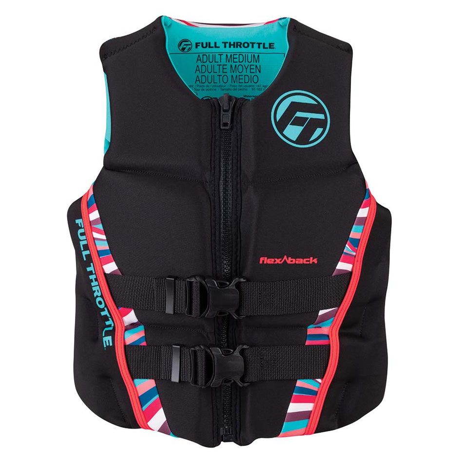 Full Throttle Women's Rapid-Dry Flex-Back Life Jacket - Part #142500-105-830-22 - Pink/Black