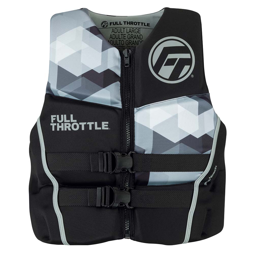 Full Throttle Men's Rapid-Dry Flex-Back Life Jacket XL Black/Grey