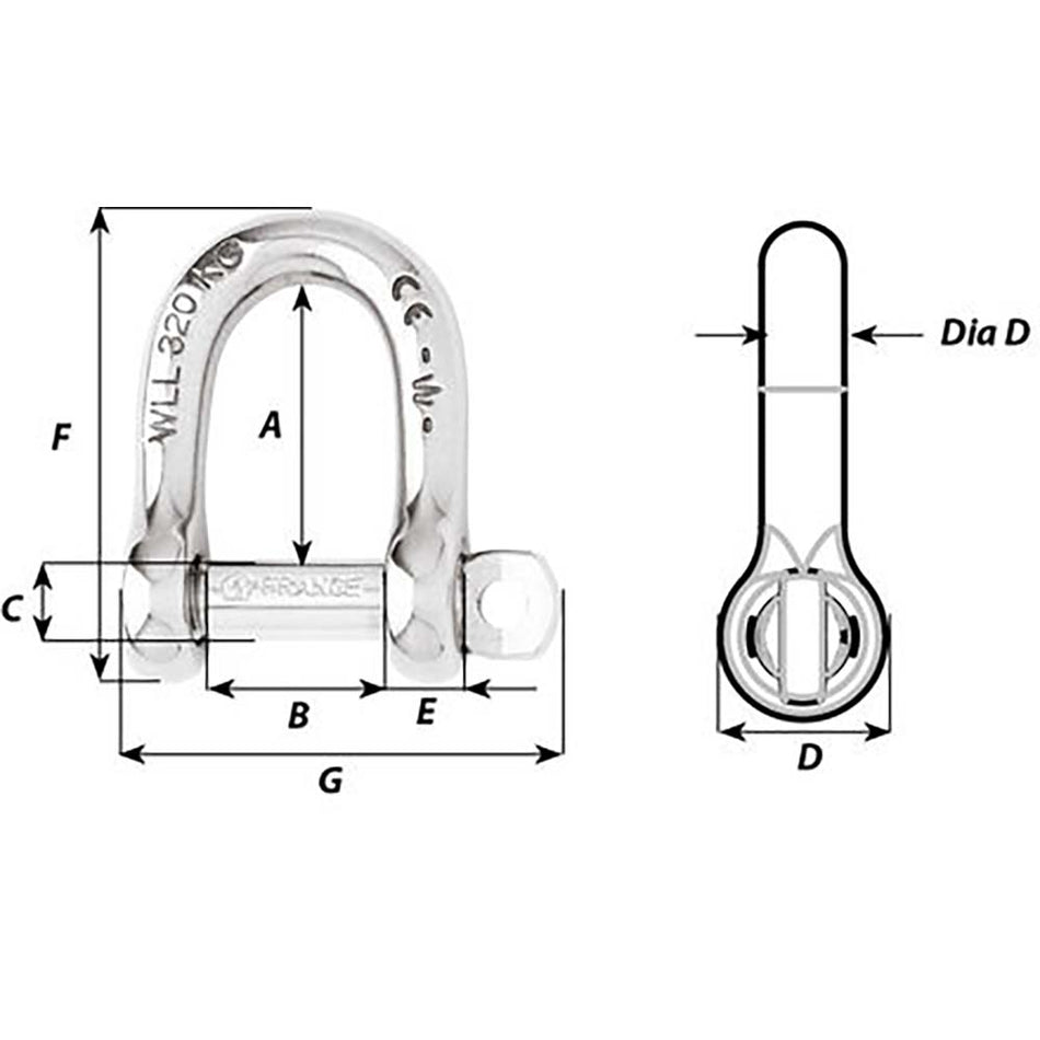 Wichard Self-Locking D Shackle - Diameter 10mm - 13/32" - 1205W