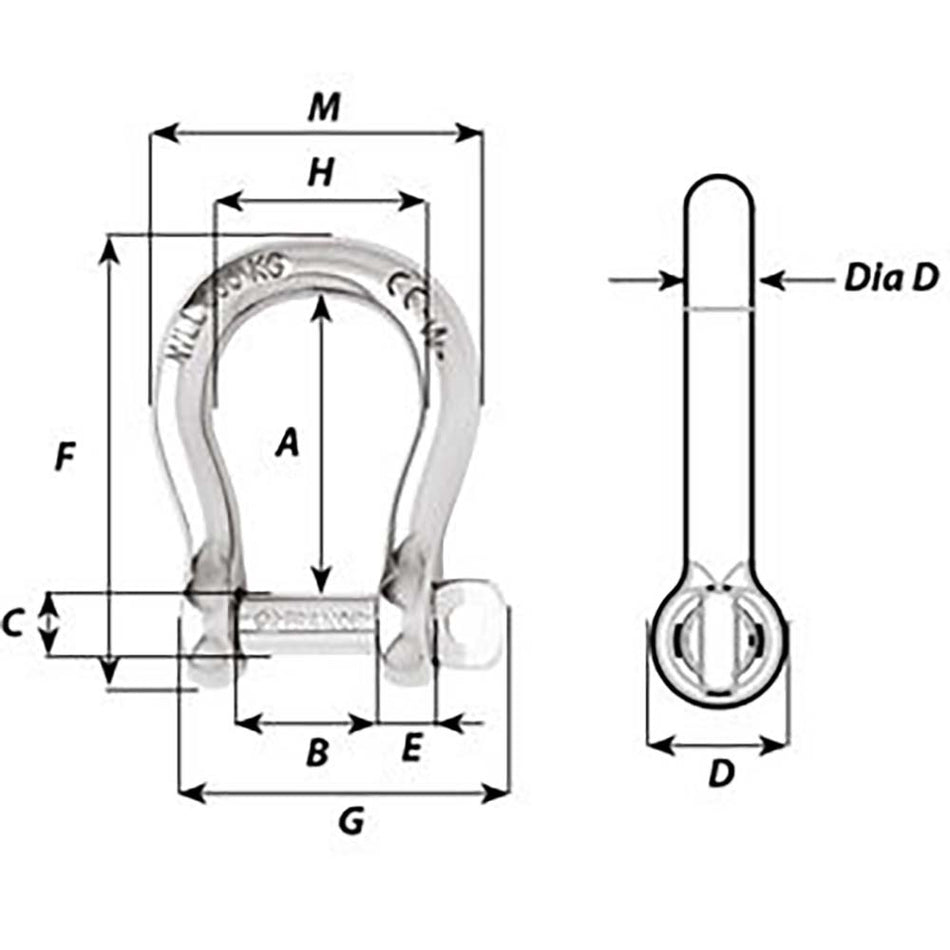 Wichard Self-Locking Bow Shackle - Diameter 4mm - 5/32" - 93102