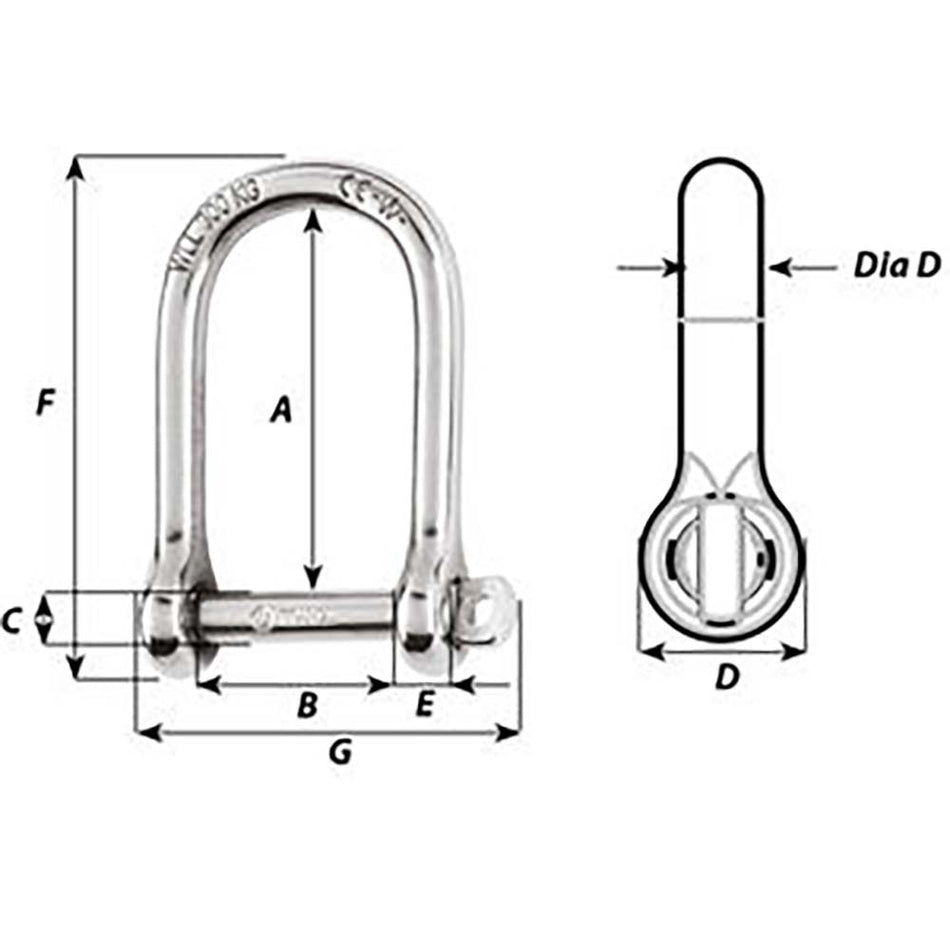 Wichard Marine 1262 Self-Locking Large Shackle - Diameter 5mm - 3/16"