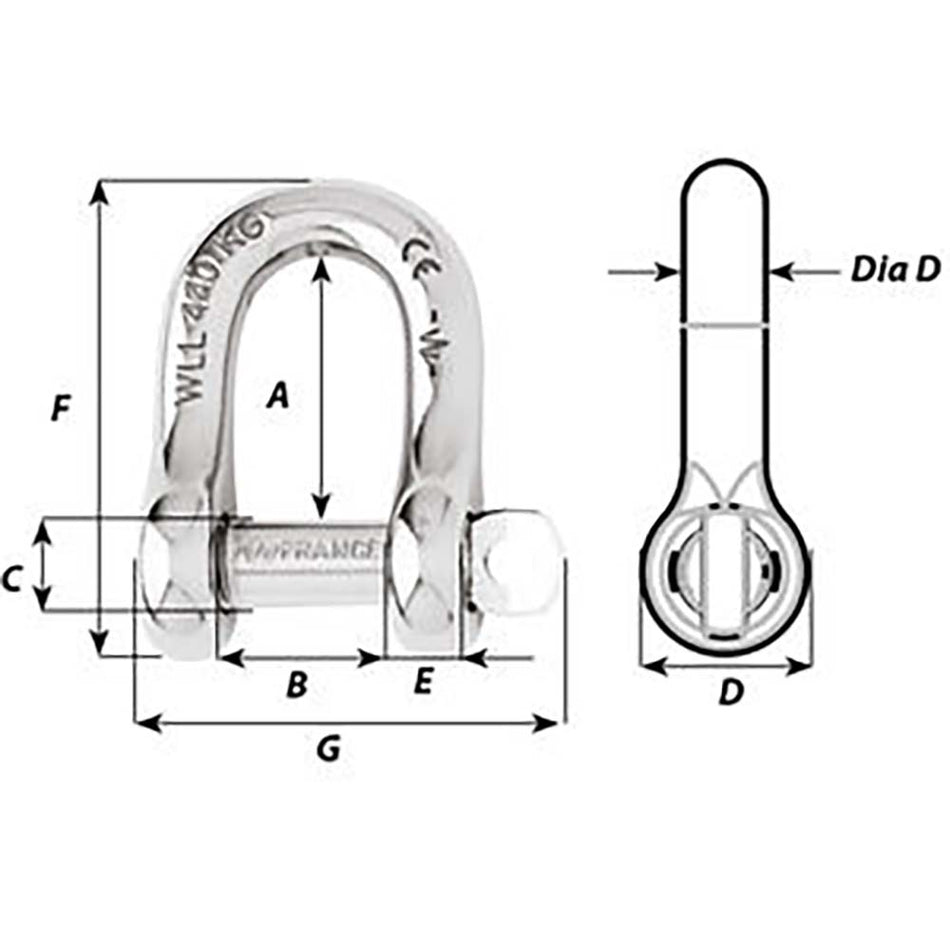 Wichard Marine Captive Pin D Shackle - Part Number 1402 - 5mm Diameter