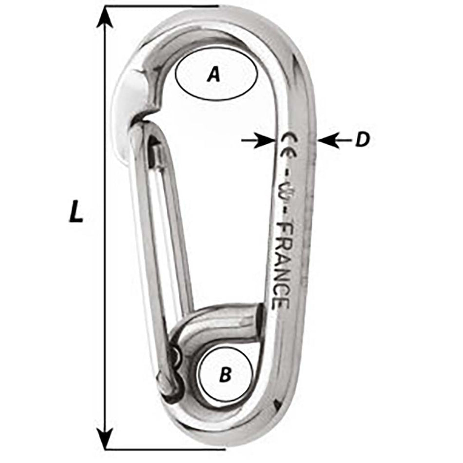 Wichard Symmetric Carbine Hook - Length 100mm - 13/32" - 2316W