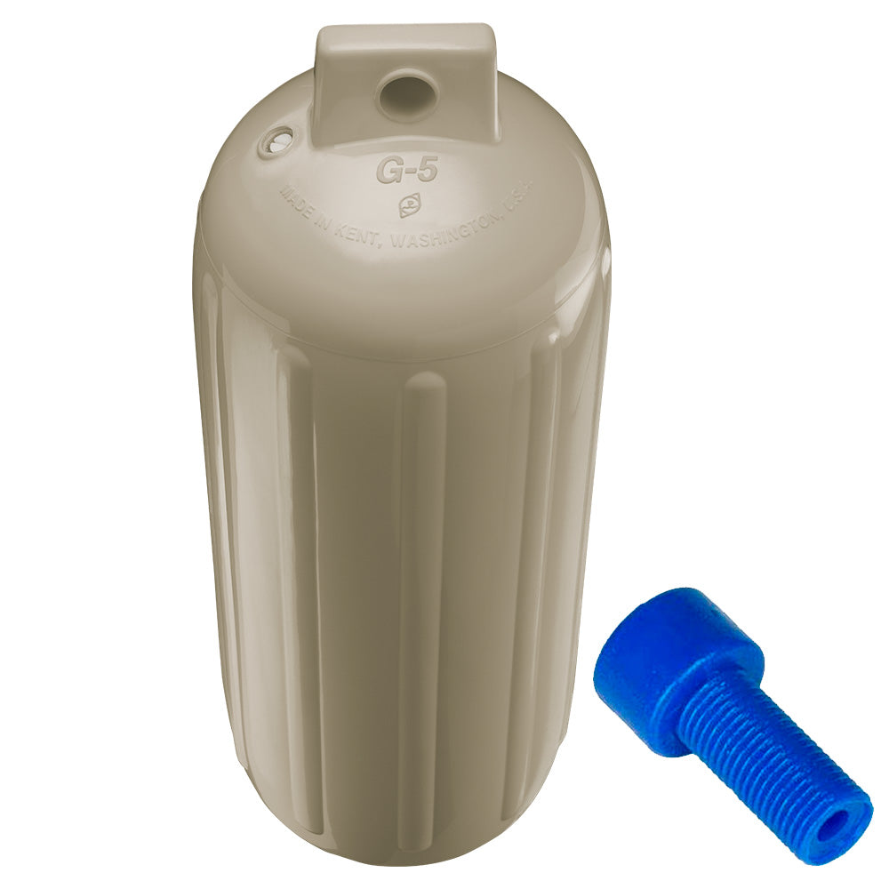 Polyform U.S. G-5 Twin Eye Fender 8.8 x 26.8 inches - Sand with Inflator Adapter