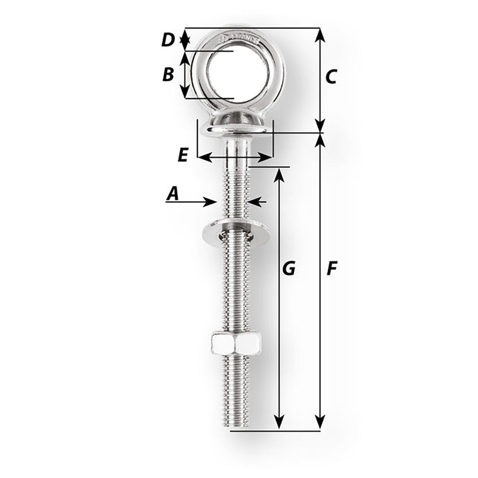 Wichard Marine Eye Bolt - 9/16" Diameter - 3-5/32" Length - Part #6492