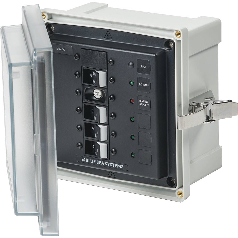 Blue Sea 3128 - SMS Panel Enclosure w/ELCI (30A) & 3 Branch (15A) - 120V AC - 3128