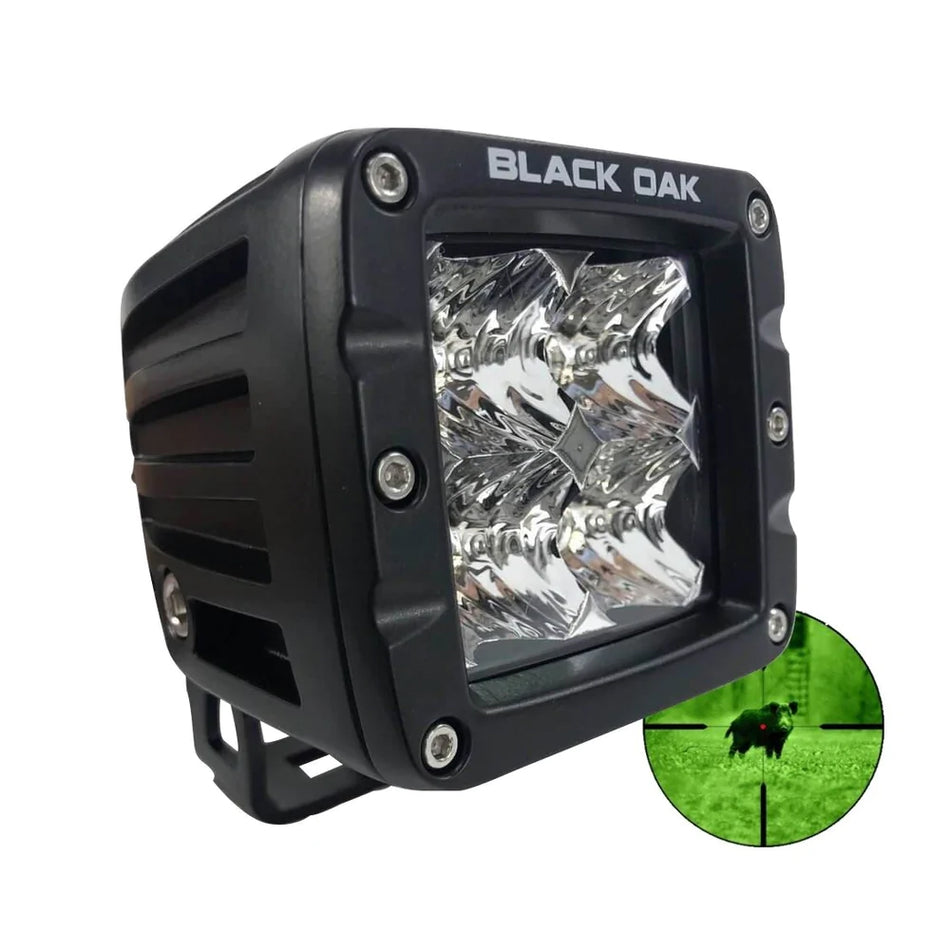 Black Oak LED Pro Series 3.0 2" 850nm Infrared Pod Light - Flood Optics - Black Housing