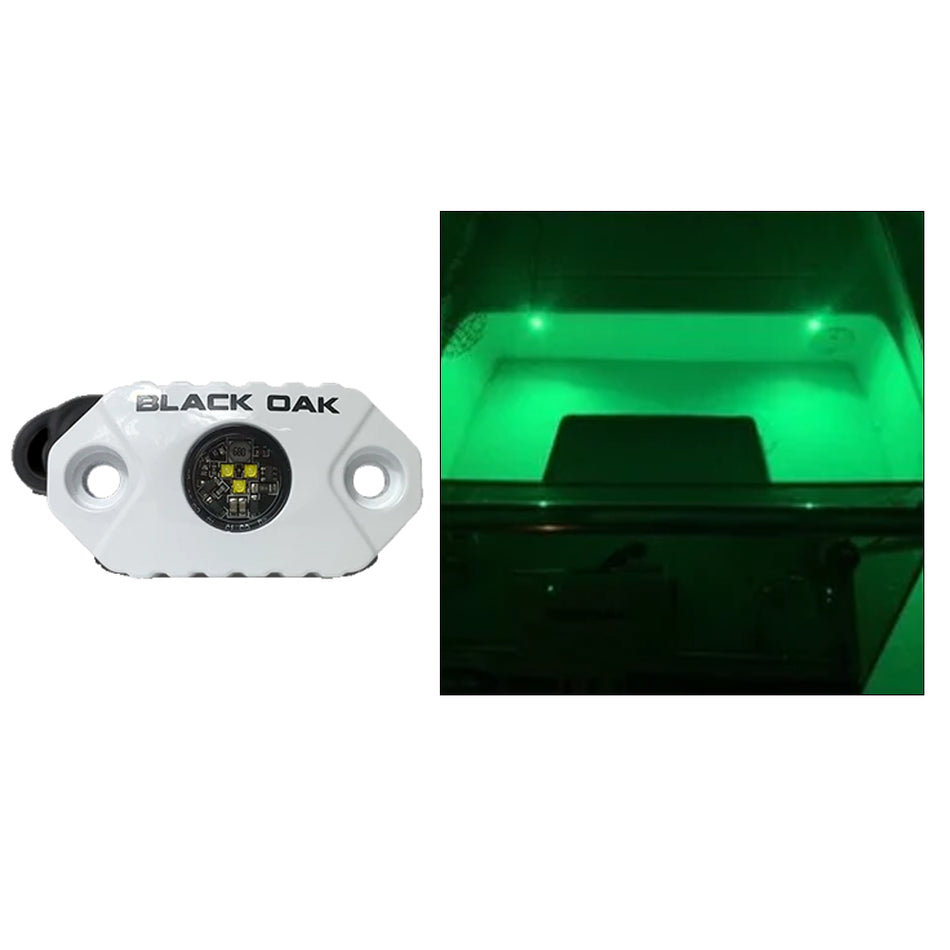 Black Oak LED MAL-G Rock Accent Light with Green LEDs and White Housing