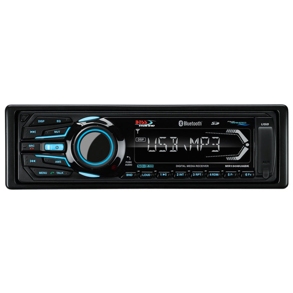 Boss Audio MR1308UABK Bluetooth® - Fully Marinized MP3-Compatible Digital Media Receiver w/USB & SD Memory Card Ports & Aux Input - MR1308UABK