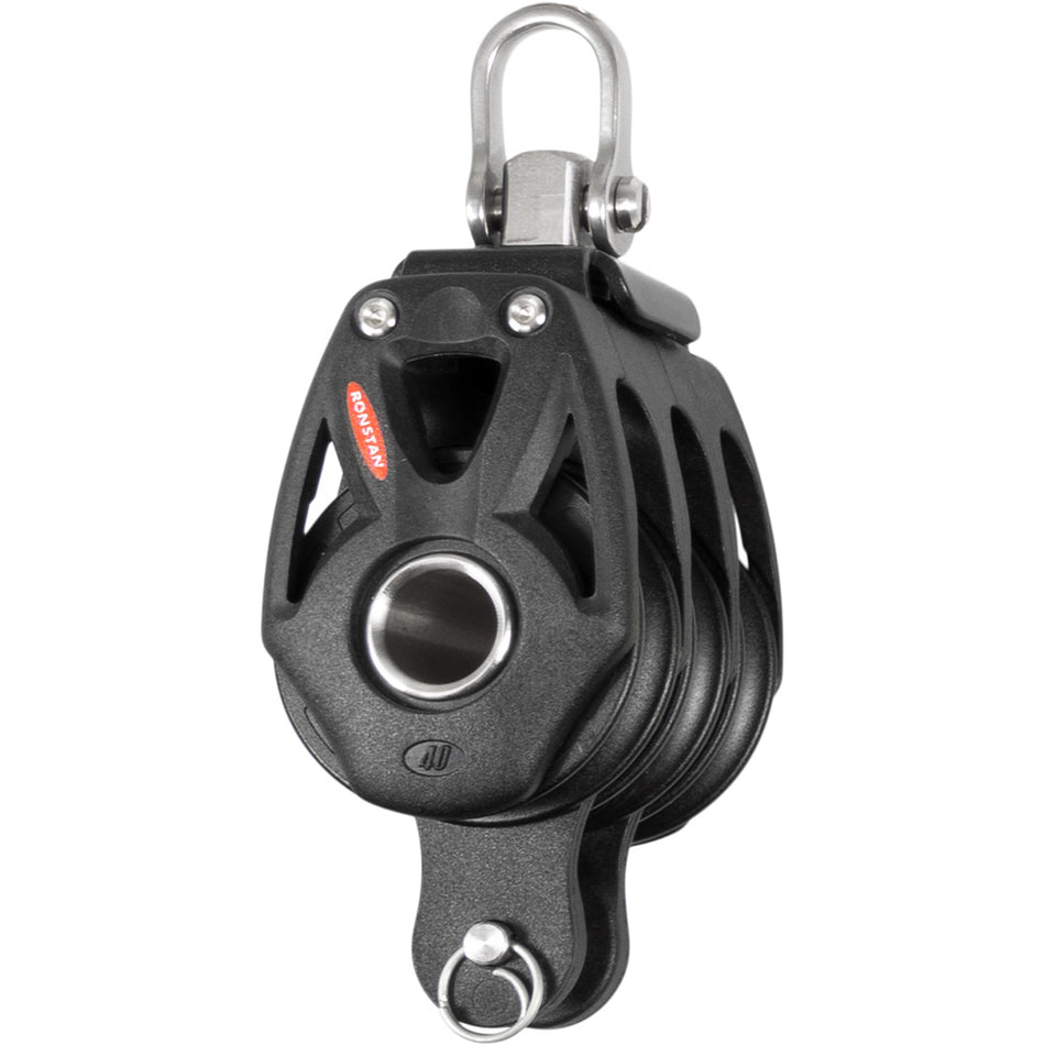 Ronstan RF48310 Series 40 Orbit BB Triple Block with Becket & Swivel Shackle