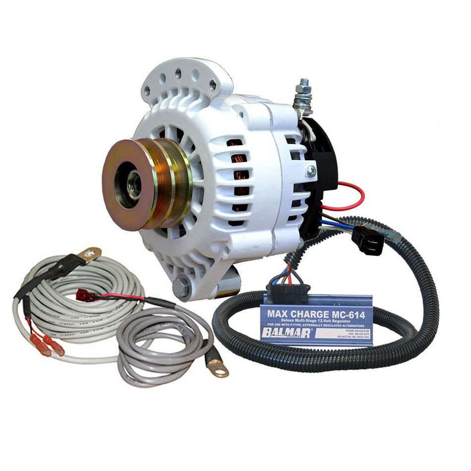 Balmar Alternator 100 AMP Kit 12V 1-2" Single Foot Spindle Mount Dual Vee Pulley Regulator &amp; Temp Sensor